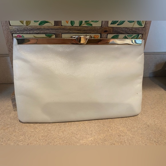 Etra 50’s Vintage Beige Leather Clutch EUC - Picture 2 of 7